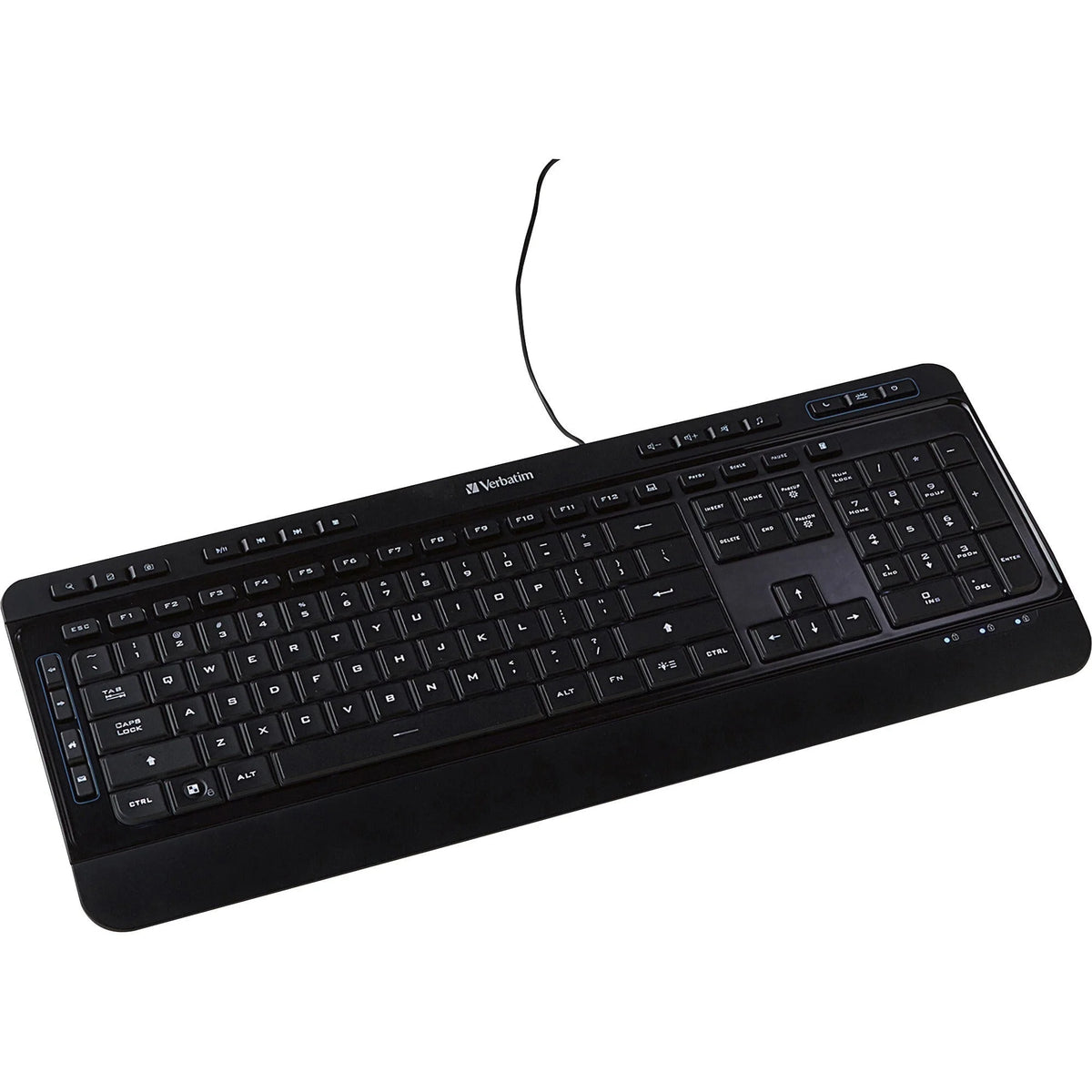 Verbatim Illuminated Wired Keyboard - USB Type A Interface - Media Player Hot Key - Black - Keyboards & Mice