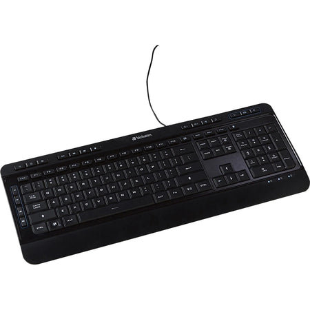 Verbatim Illuminated Wired Keyboard - USB Type A Interface - Media Player Hot Key - Black - Keyboards & Mice