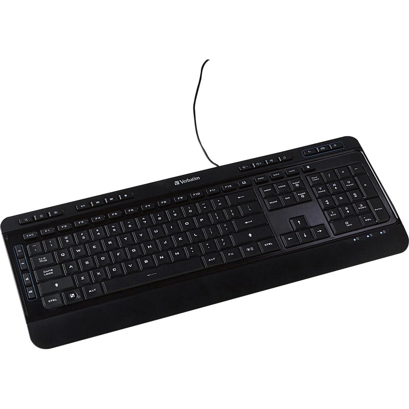 Verbatim Illuminated Wired Keyboard - USB Type A Interface - Media Player Hot Key - Black - Keyboards & Mice