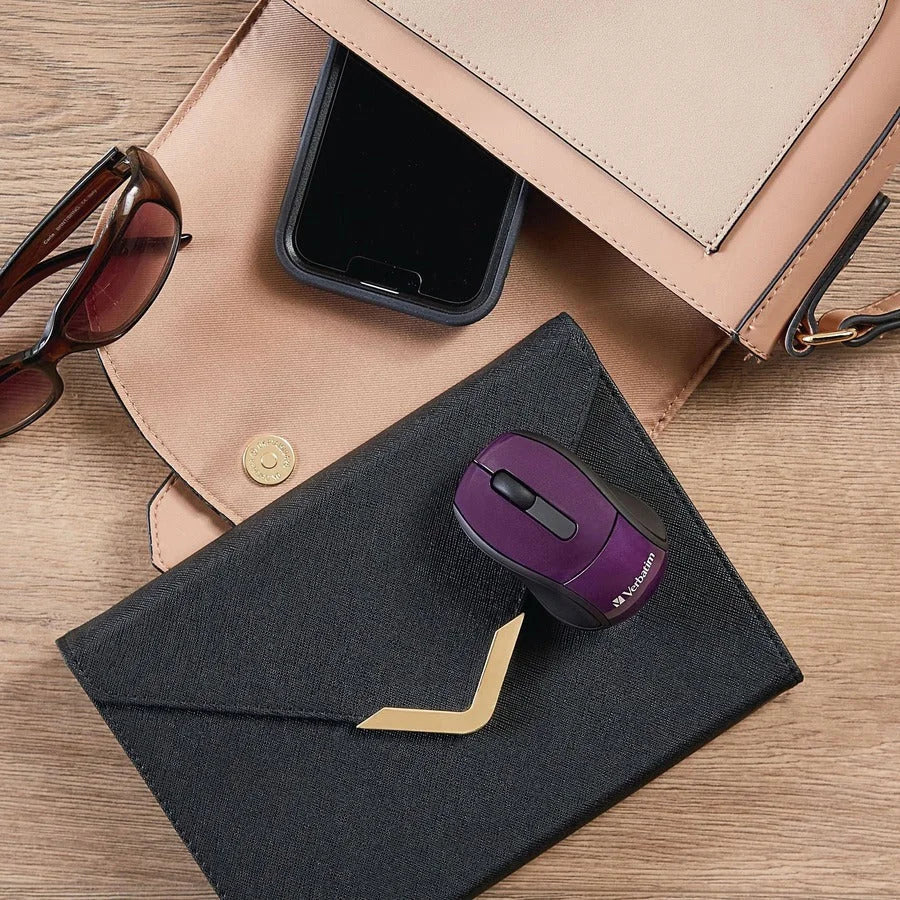 Verbatim Nano Travel Mouse: Wireless Optical Purple - 1600 dpi - Computer / Laptop Accessories