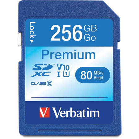 Verbatim Premium 256 GB Class 10/UHS-I (U1) SDXC - 1 Each - TAA Compliant - 2000