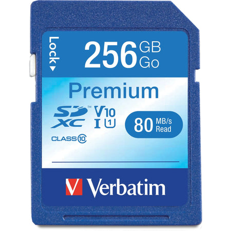 Verbatim Premium 256GB SDXC Card - TAA Compliant 90MB/s Read - Memory & USB Drives