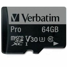 Verbatim Pro 64 GB Class 10/UHS-I (U3) microSDXC - 1 - TAA Compliant - Large