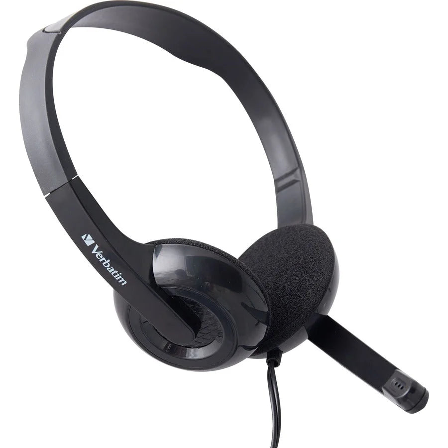 Verbatim Stereo Headset with Microphone - Wired Binaural Headphones