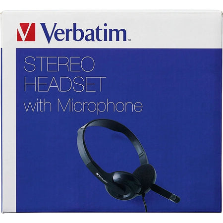 Verbatim Stereo Headset with Microphone - Wired Binaural Headphones