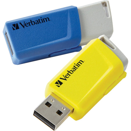 Verbatim Store ’n’ Click 16GB USB Flash Drive - Blue/Yellow - 2 Pack - Memory & Drives