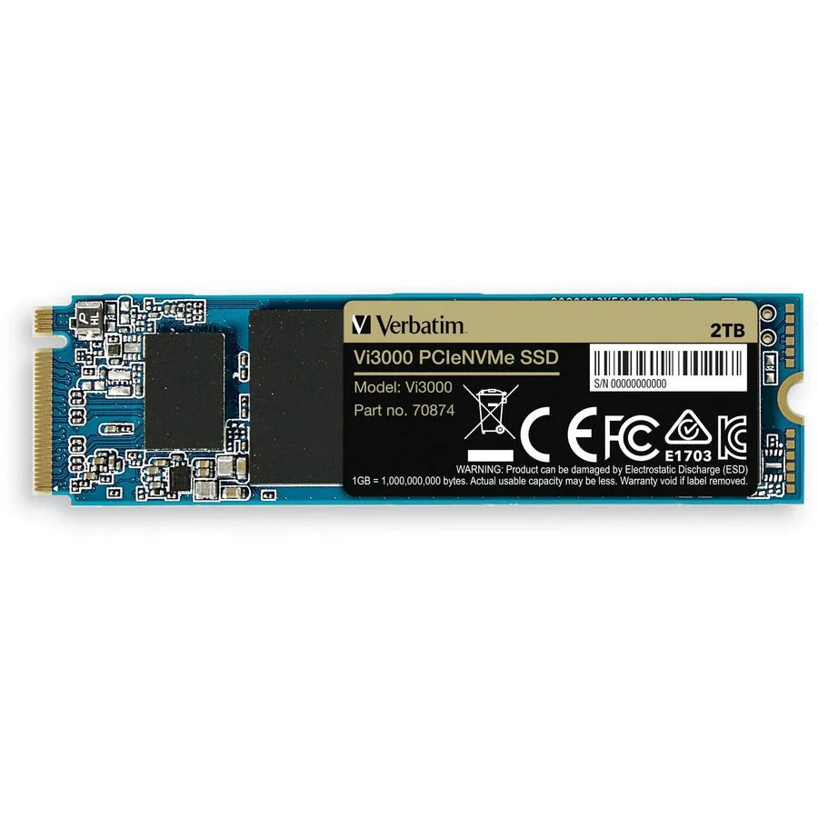 Verbatim Vi3000 2TB SSD - M.2 NVMe 3.0 x4 - 3000 MB/s Read - 5-Year Warranty - Memory & USB Drives