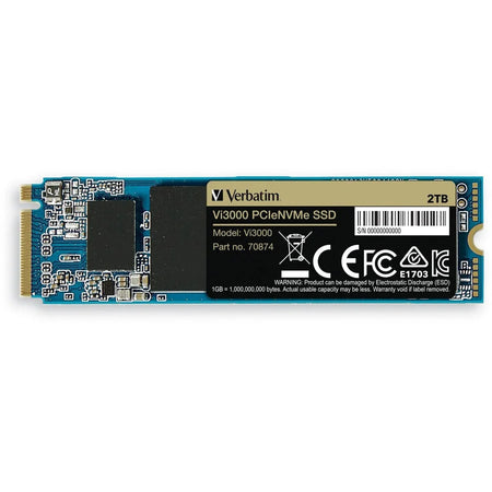 Verbatim Vi3000 2TB SSD - M.2 NVMe 3.0 x4 - 3000 MB/s Read - 5-Year Warranty - Memory & USB Drives