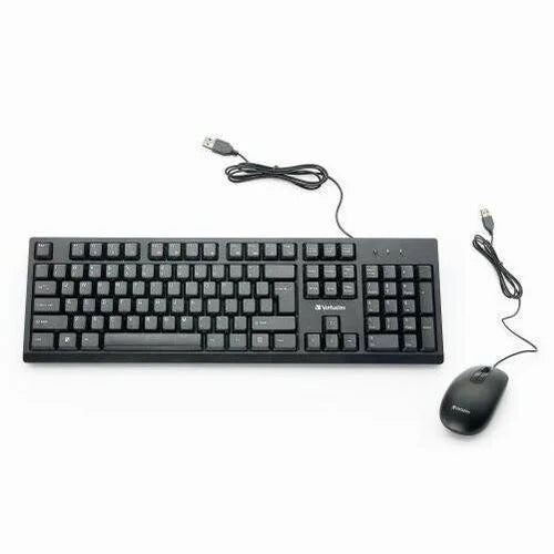 Verbatim Wired Keyboard and Mouse Set - USB Cable 1000 dpi Multimedia Hot Key - Compatible with Linux Windows Mac OS