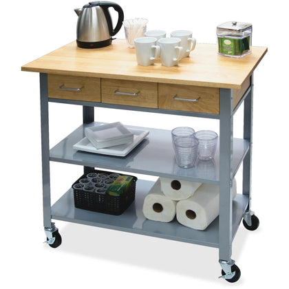 Vertiflex Countertop Serving Cart: Solid Wood Steel Frame - 34.25’’ x 19’’ 35.50’’ - Carts