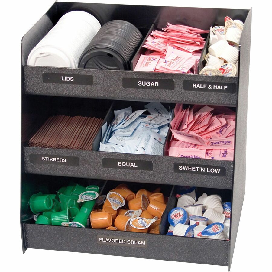 Vertiflex Vertical 3-Shelf Condiment Organizer - 9 Compartment(s) - 15’’ Height x 14.50’’ Width 11.75’’ Depth - Black