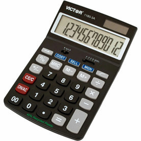 Victor 11803A Business Calculator - 12-Digit LCD Display - Battery/Solar Powered - Calculators