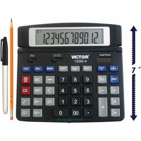 Victor 12004 Desktop Calculator - Big Display Dual Power - 12 Digits - Black - Calculators
