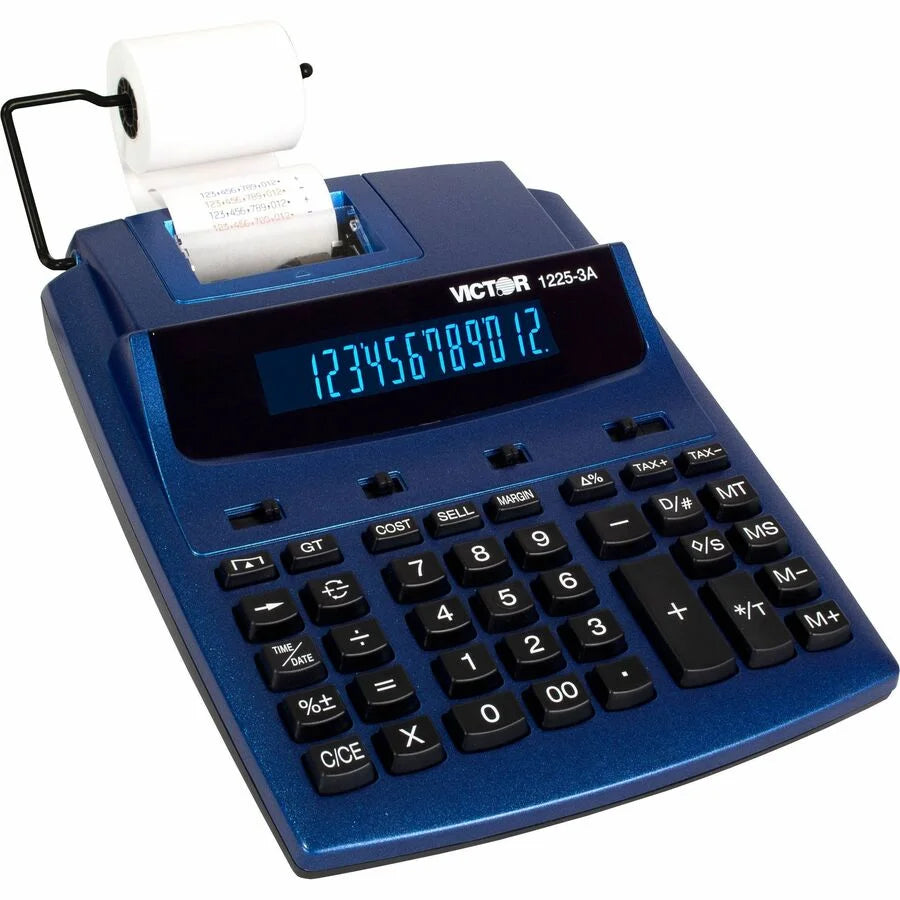 Victor 12253A Commercial Calculator: Dual Color Print Big Display Clock Date - Calculators