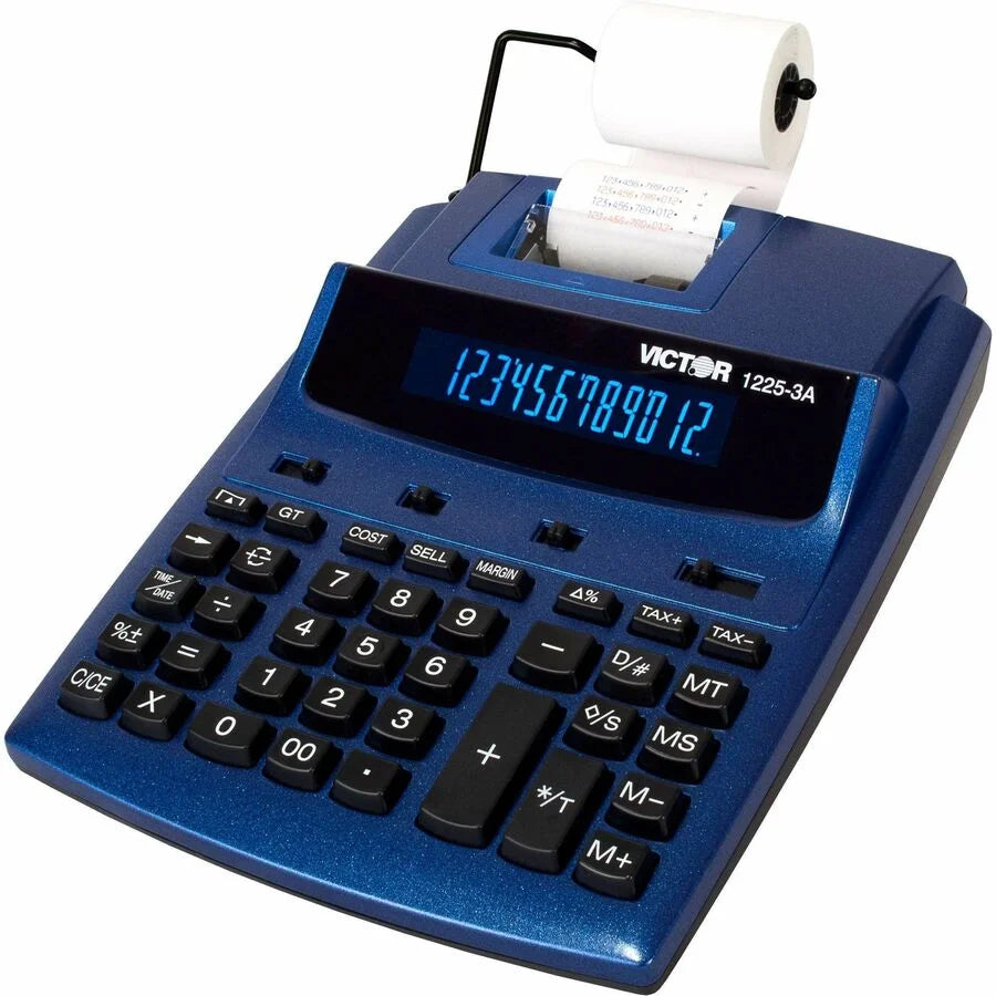 Victor 12253A Commercial Calculator: Dual Color Print Big Display Clock Date - Calculators