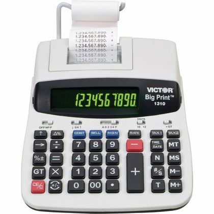 Victor 1310 Printing Calculator: Thermal Black Print 9 lps Date Clock Independent Memory - Calculators