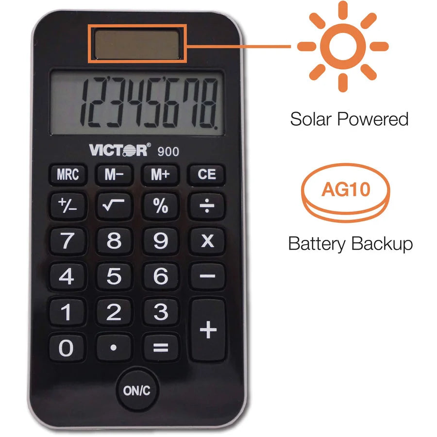 Victor 900 Handheld Calculator: Big Display Dual Power - Protective Hard Shell Cover - Calculators