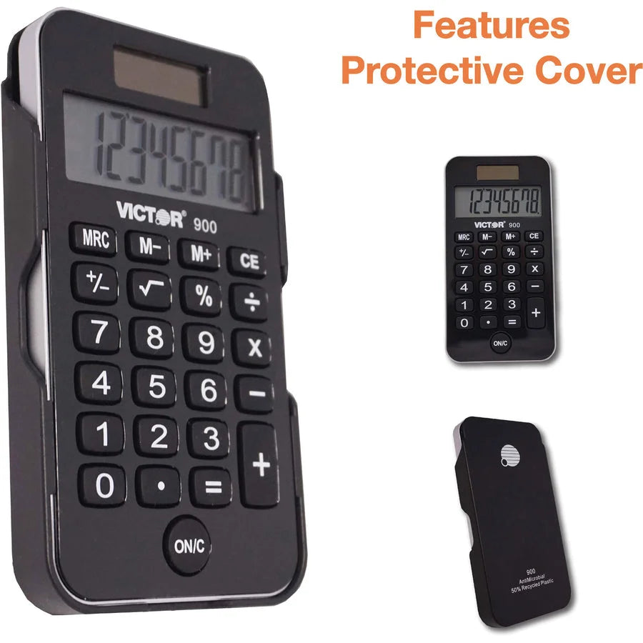 Victor 900 Handheld Calculator: Big Display Dual Power - Protective Hard Shell Cover - Calculators
