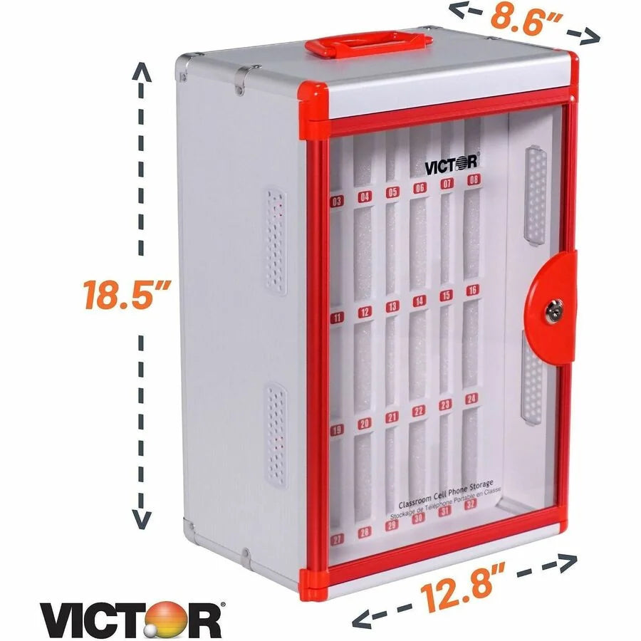 Victor Classroom Cell Phone Locker: Pressure & Drop Resistant - Wall/Table Top - Red - 20.7’’ x 12.4’’ - Organizers