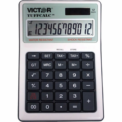 Victor TuffCalc Calculator - Large Display Water/Shock Resistant - Battery/Solar Powered - Calculators