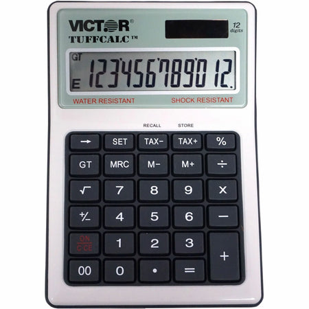 Victor TuffCalc Calculator - Large Display Water/Shock Resistant - Battery/Solar Powered - Calculators