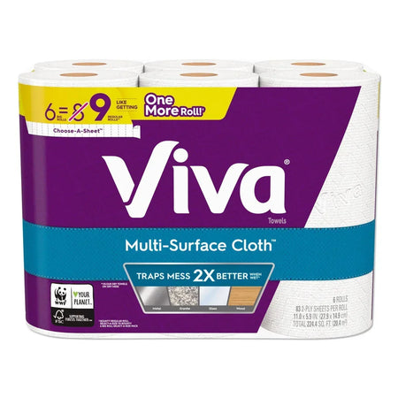 Viva Choose-A-Sheet Paper Towels - Soft 1-Ply 83 Sheets - White - 6 Rolls