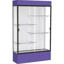 Waddell Lighted Floor Case White Back w/ Dark Bronze Frame & Colored Base - 48’’ Width x 16’’ Depth 80’’ Height - 4