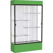 Waddell Lighted Floor Case White Back w/ Dark Bronze Frame & Colored Base - 48’’ Width x 16’’ Depth 80’’ Height - 4