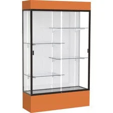 Waddell Lighted Floor Case White Back w/ Dark Bronze Frame & Colored Base - 48’’ Width x 16’’ Depth 80’’ Height - 4