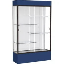 Waddell Lighted Floor Case White Back w/ Dark Bronze Frame & Colored Base - 48’’ Width x 16’’ Depth 80’’ Height - 4
