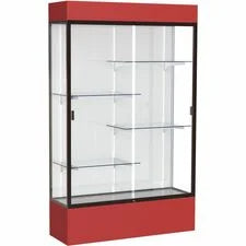 Waddell Lighted Floor Case White Back w/ Dark Bronze Frame & Colored Base - 48’’ Width x 16’’ Depth 80’’ Height - 4