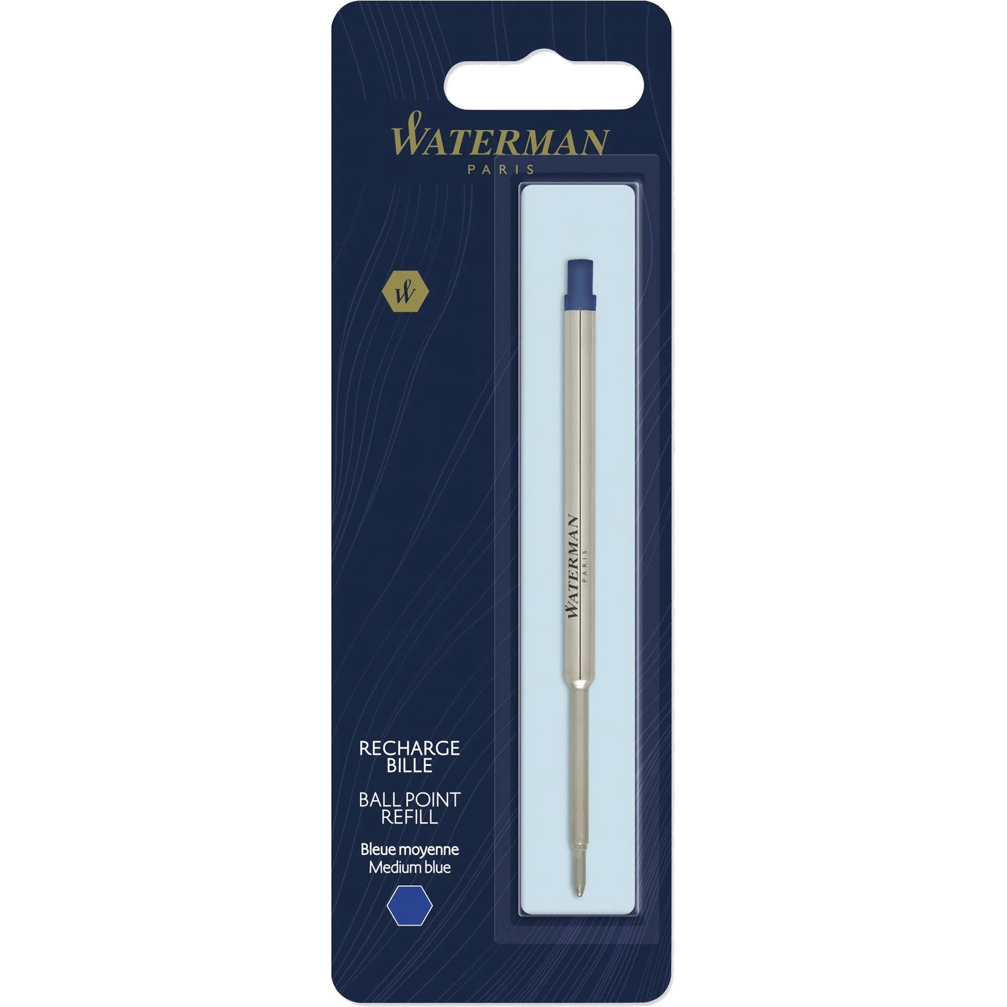 Waterman Ballpoint Pen Refill - Blue Ink - Medium Point - 1 Each - Refills