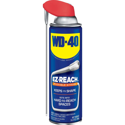 WD-40 EZ Reach Lubricant: Flexible Straw 14.4 fl oz - Corrosion Resistant CFC-free - Blue - Specialty Cleaners