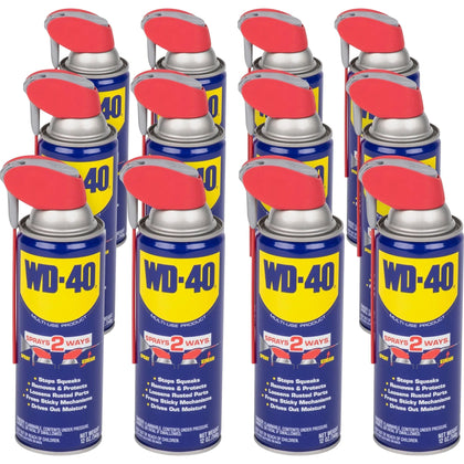 WD-40 Multi-Use Lubricant: Corrosion & Rust Resistant - 12 fl oz - 12/Carton - Specialty Cleaners