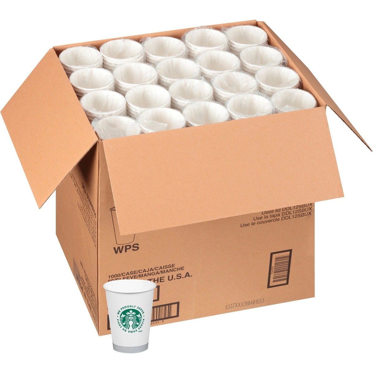 We Proudly Serve 12 oz Hot Cups fl White Green 1000 / Carton (SBK12434031)
