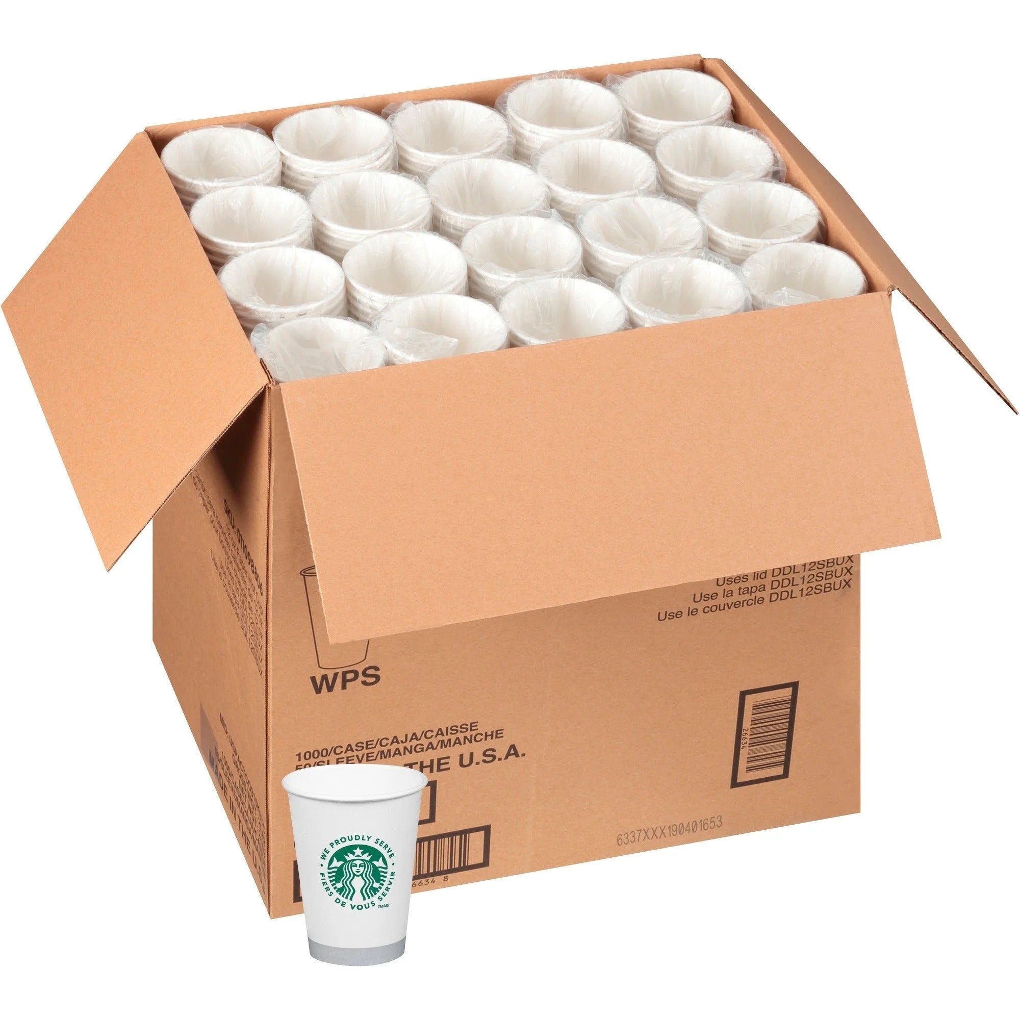 We Proudly Serve 12 oz Hot Cups fl White Green 1000 / Carton (SBK12434031)