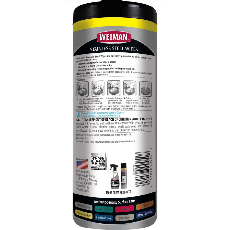 Weiman Stainless Steel Wipes - Rear