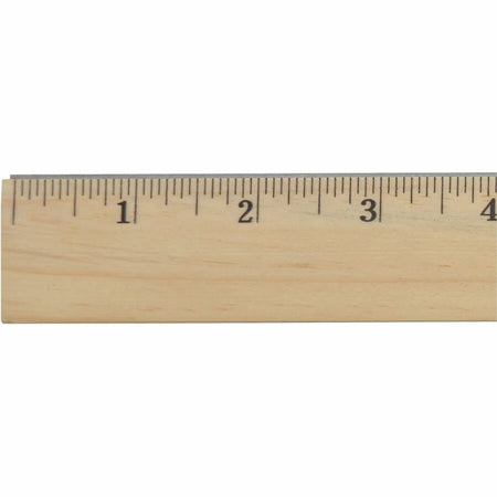 Westcott 12’’ Beveled Metal Edge Wood Ruler - Imperial Measurements - Rulers