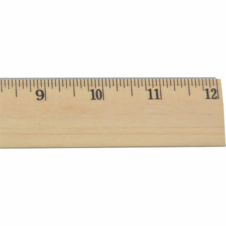 Westcott 12’’ Beveled Metal Edge Wood Ruler - Imperial Measurements - Rulers
