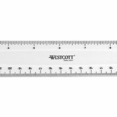 Westcott 12’’ Shatterproof Ruler - Clear Plastic - Imperial & Metric - 1/16 Graduations - Rulers