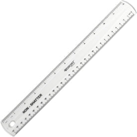 Westcott 12’’ Shatterproof Ruler - Clear Plastic - Imperial & Metric - 1/16 Graduations - Rulers