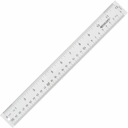 Westcott 12’’ Transparent Ruler - Versatile Acrylic Tool - Clear - 1/16 Graduations - Rulers