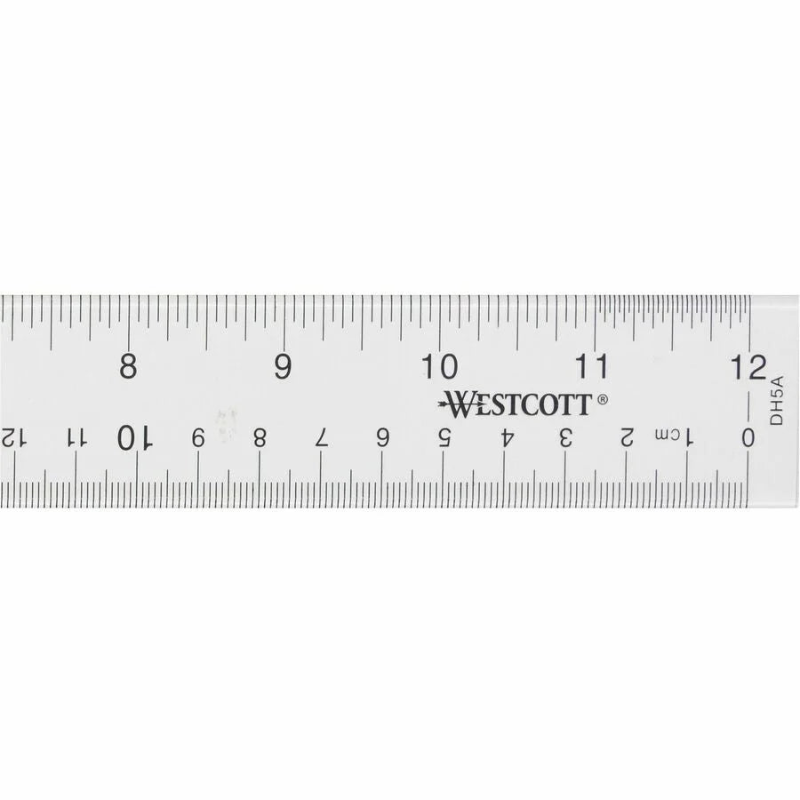 Westcott 12’’ Transparent Ruler - Versatile Acrylic Tool - Clear - 1/16 Graduations - Rulers
