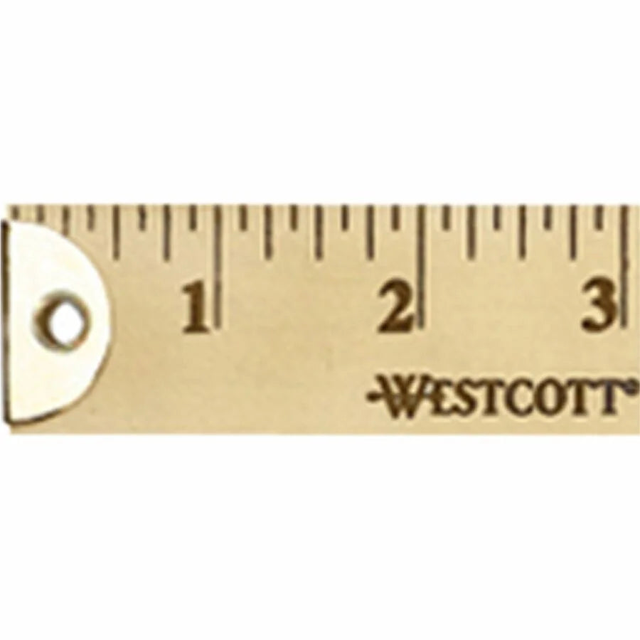 Westcott 36’’ Wood Yardstick - 1/8’’ Graduations - Imperial System - Blue - Rulers