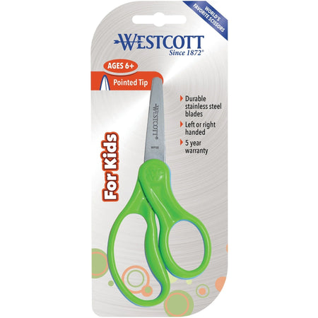 Westcott 5’’ Pointed Kid Scissors: Stainless Steel Assorted Colors - 30/Pack - Scissors