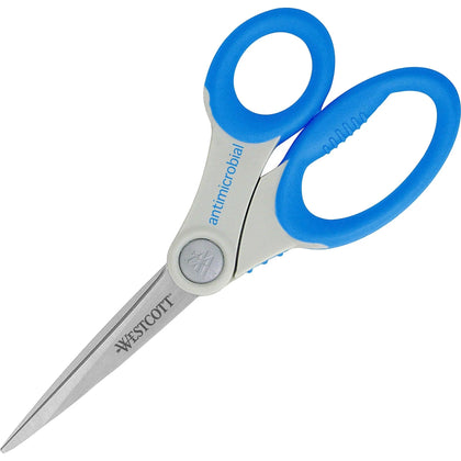 Westcott 8’’ Antimicrobial Scissors: Stainless Steel Pointed Tip Blue - Scissors