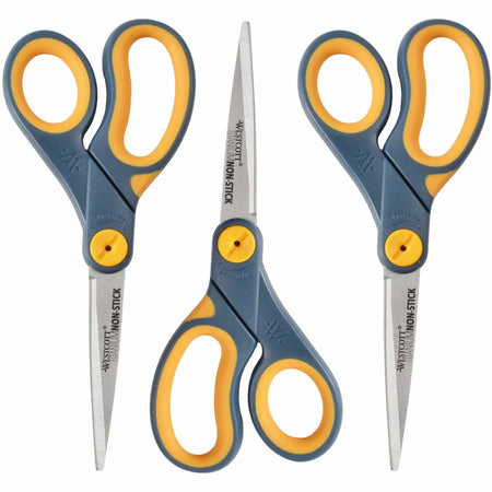 Westcott 8’’ Titanium Nonstick Scissors - 3.25’’ Cutting Length - Yellow - 3/Pack