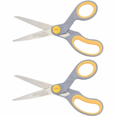 Westcott Glide Scissors: 8’’ Titanium-Bonded Soft Handle Straight Blades - Scissors