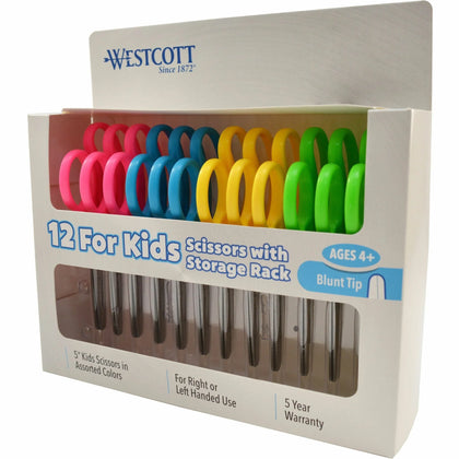 Westcott Kids Blunt Tip Scissors - 5’’ Length - Stainless Steel - Assorted Colors - Kid
