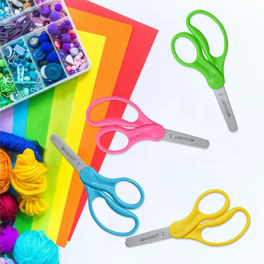 Westcott Kids Blunt Tip Scissors - 5’’ Length - Stainless Steel - Assorted Colors - Kid